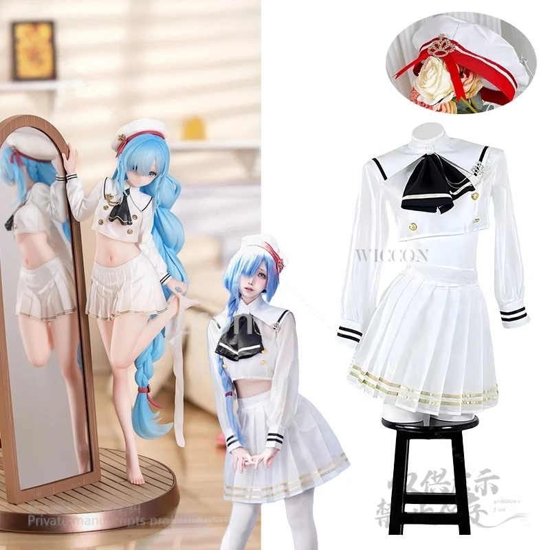 

Anime Game Azur Lane Janus Sailor JK Dress Uniform Cosplay School Official Sexy S-XL Summer Skirt Hat Tie Full Set Women Party