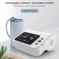 ZANTHARI 4.7 Inch Upper Arm Intelligent Voice Broadcast Dual Mode Electronic Blood Pressure Monitor Charging Portable Alarm