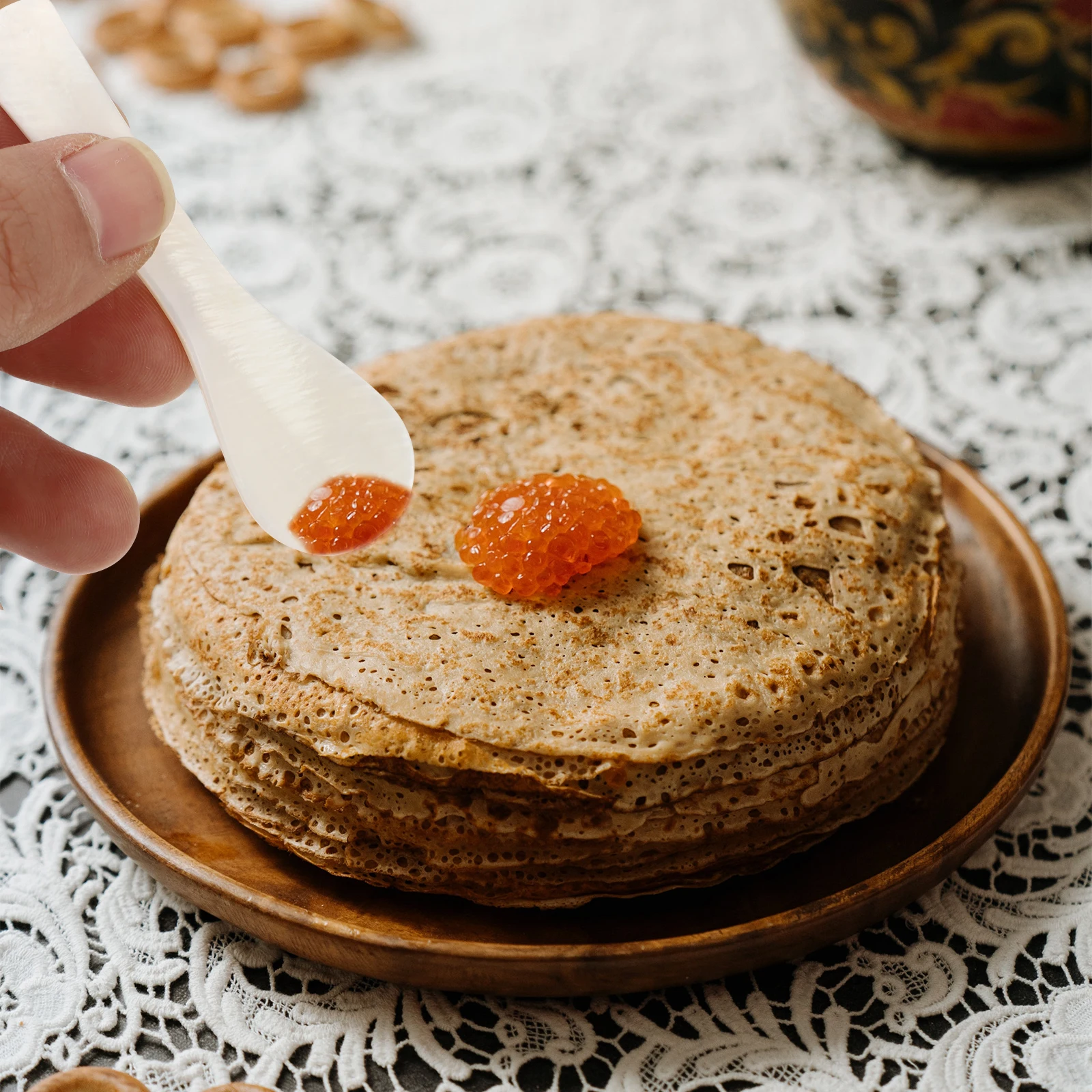 

2pcs Small Spoon Shell Coffee Stirring Ice Cream Beige Mini Ergonomic Comfortable Use Kitchen Gadgets Dessert Teaspoon