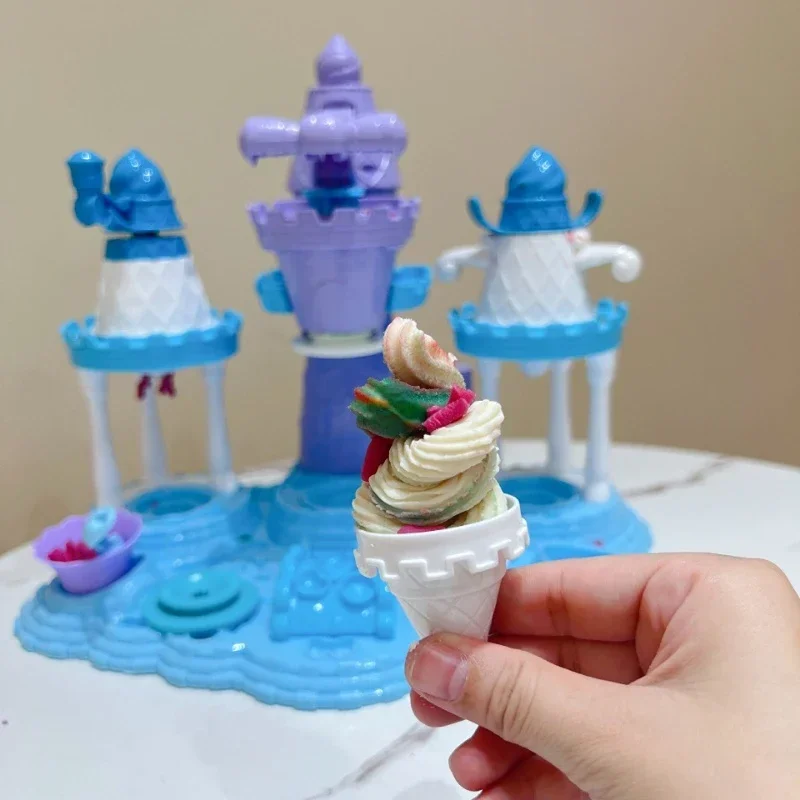 Disney Frozen Elsa Ferris Wheel Magic Ice cream making machine Colored clay plasticine sets play dough play house toy baby gift