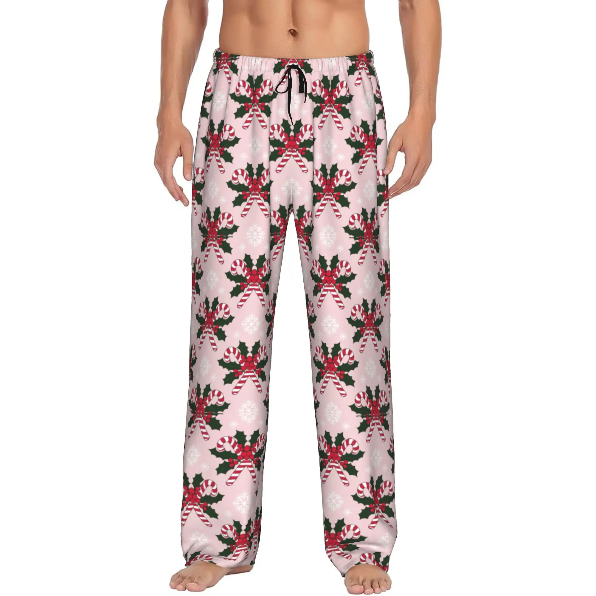 Custom Men's Merry Christmas Tree Pajama Pants Print  Sleep Sleepwear Bottoms with Pockets