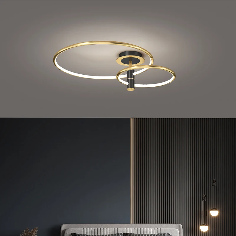 

Nordic Light Luxury Led Circular Ceiling Lamps Home Indoor Decor Lighting Lamps Living Room Bedroom Dining Room Iron Chandeliers