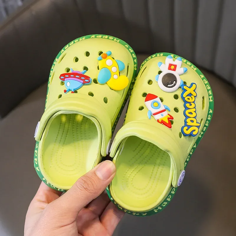 Summer Kids DIY Cartoon Space Hole Shoes Indoor Outdoor Beach Slippers Boys Girls sandals 1-6y