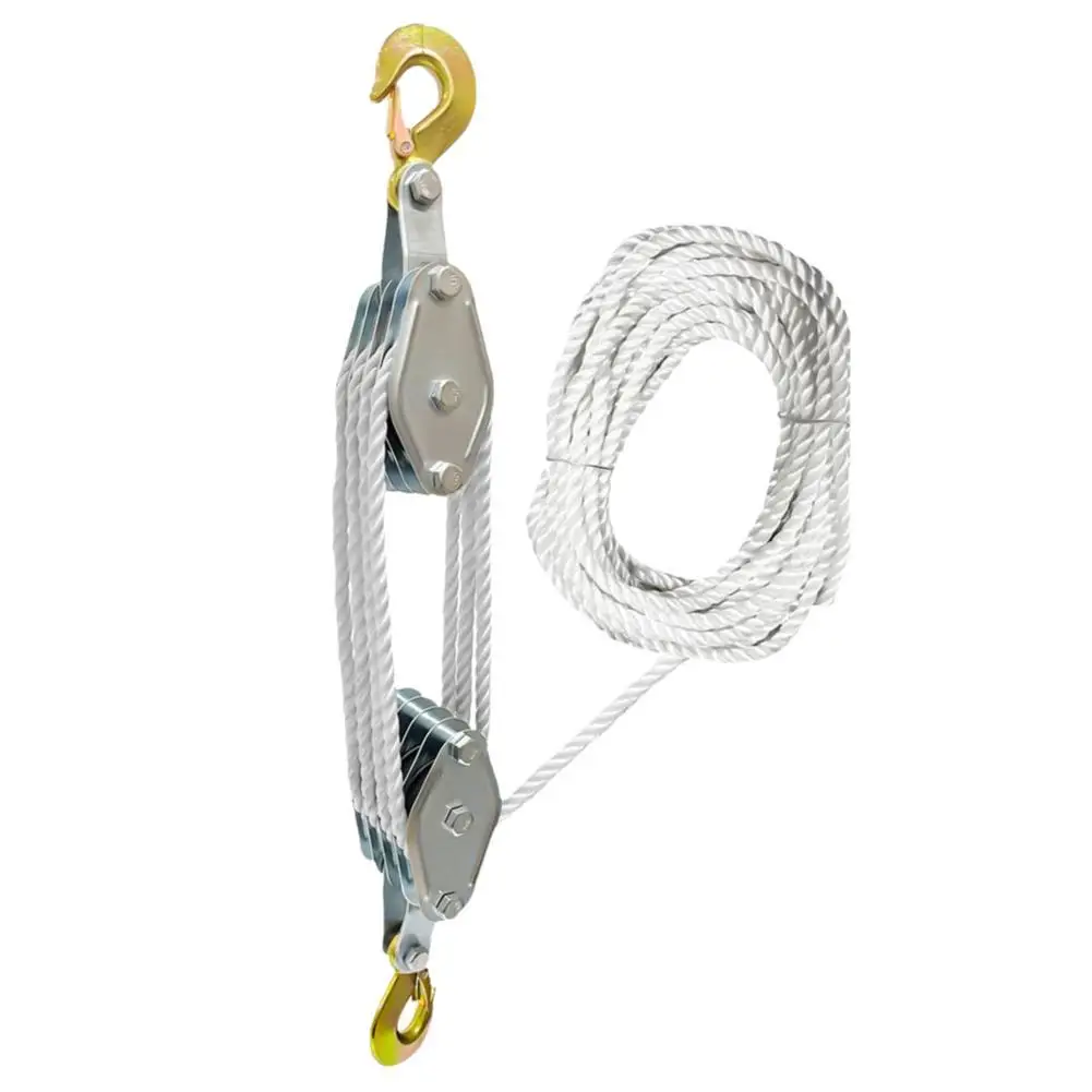 270° Rotatable Rope Pulley Block Hook Handheld Crane Pulley Hoist Manual Lifting Device For Lifting Air Conditioner Installation