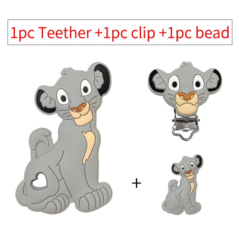3-teiliges Set Silikon-Cartoon-Beißring Nippelclip-Perlen DIY Schnullerketten-Clips Perlen Geschenk Schmuckzubehör