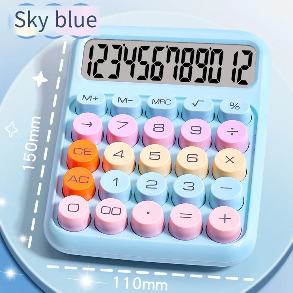 

Mechanical Calculator Large LCD Display Big Round Button Cute Candy Colored Calculator Suitable for Office School YellowJAS