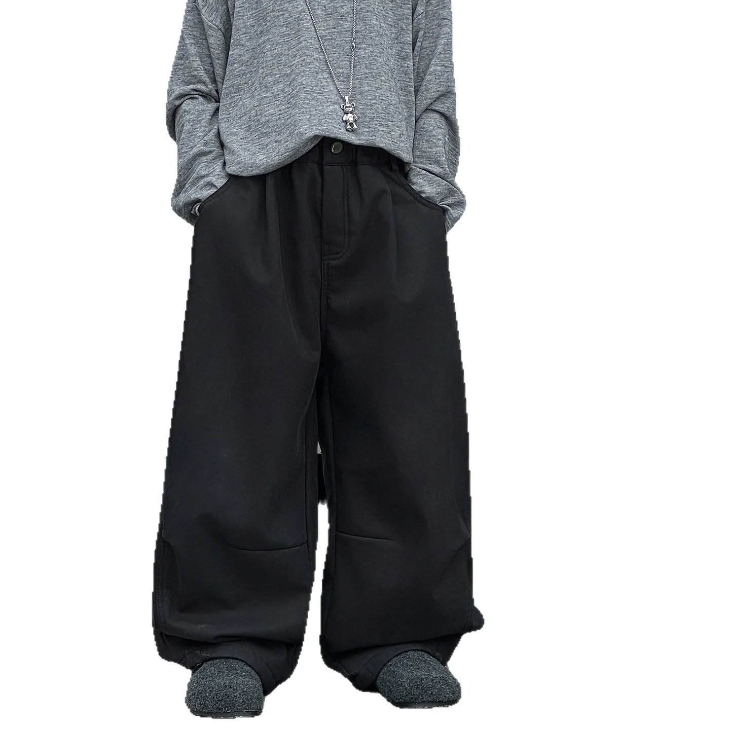 الأطفال ملابس الاطفال الصوف فضفاض تنوعا السراويل 2025 جديد الخريف الشتاء موضة سميكة الدافئة بلون سراويل تقليدية #5