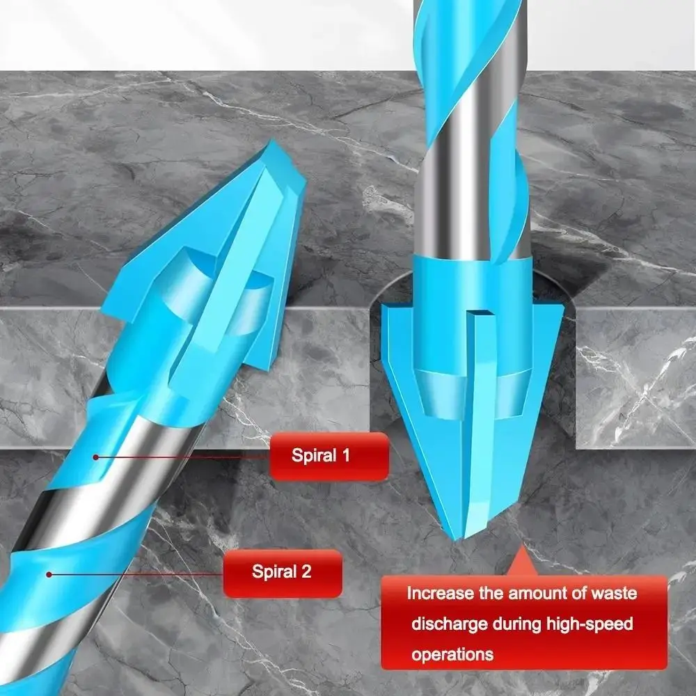 Four-Edged Triangle Tile Drill Set Precision Drilling High Hardness Eccentric Drill 6/8/10/12mm Hole Opener Tile Drill Bit Tile