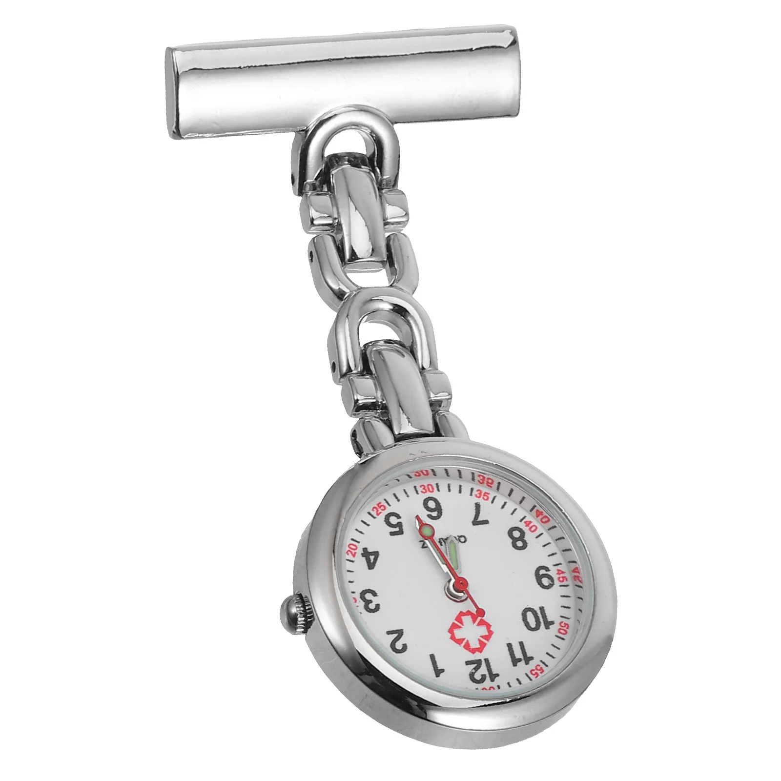 بروش ساعة ممرضة محمول، ساعة جيب طبية، تصميم بسيط وأنيق لعمال الرعاية الصحية، هدية لموظفي المستشفى باللون الأبيض