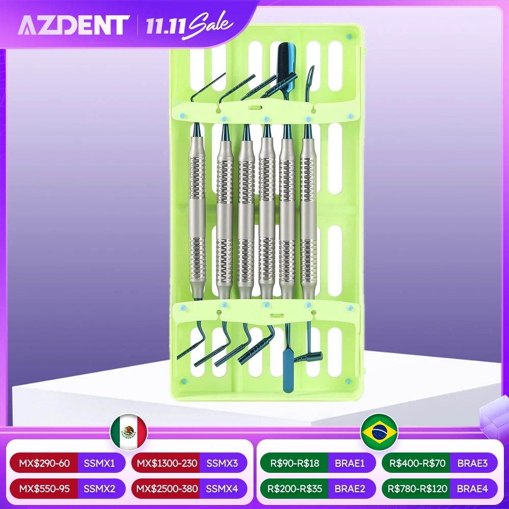 

6 шт./компл. AZDENT, инструмент для прививки костей, инструмент для наполнения костного порошка, реставрационный набор, шпатель, наполнитель, стоматологические плаги