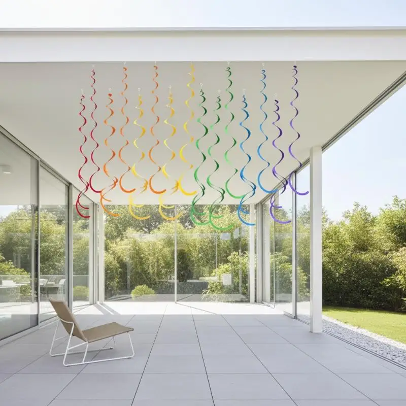 Felt Rainbow Hanging Swirls Reusable Lightweight Bright Decor for Kids Birthday Baby Shower Classroom Party Decor