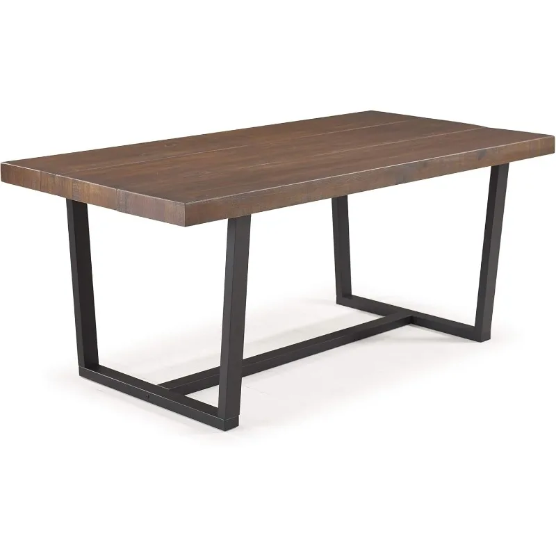 Walker Edison Andre Modern Solid Wood Dining Table, 72 Inch, Mahogany