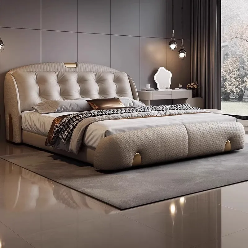 

150x200 180x200 Cm Luxury Modern Leather Double Bed 2 People Full Size Bed Frame Beds Bases And Bed Frames Bedroom Furniture