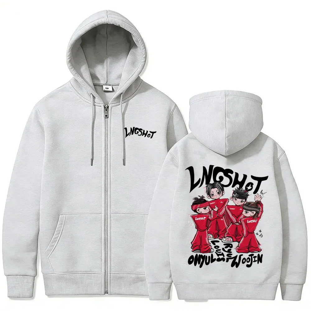 

Korean Band Lngshot Merch Zipper Hoodie Men Women Kpop Fashion Trend Zip Up Jacket Male Casual Fleece Cotton Zip Up Sweatshirt