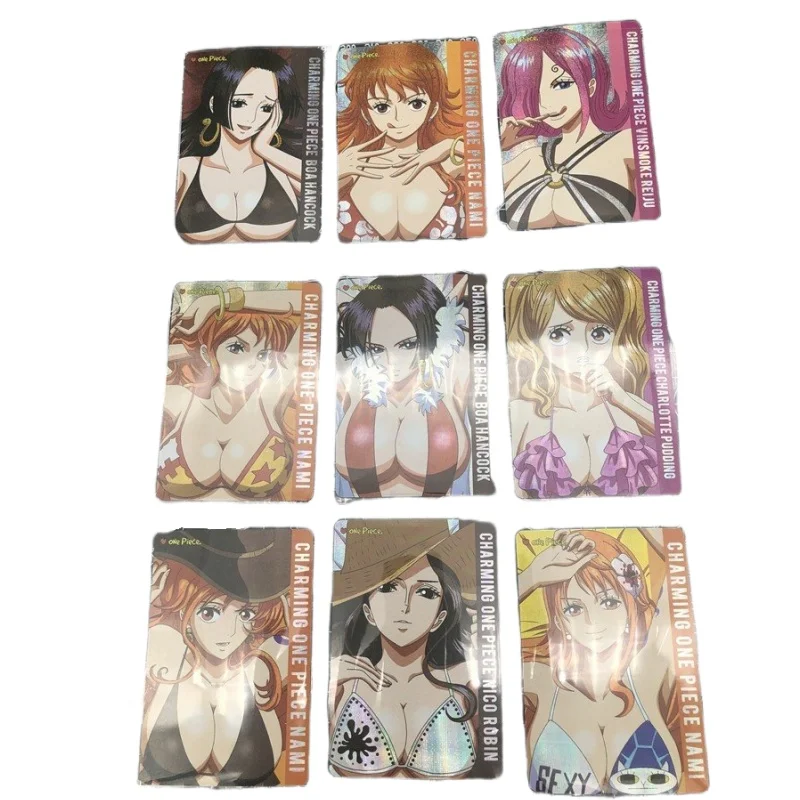 

9Pcs/set One Piece Opcg Nico Robin Nami Boa hancock Charlotte Pudding Anime Game Characters Collection Cards Toys Gifts