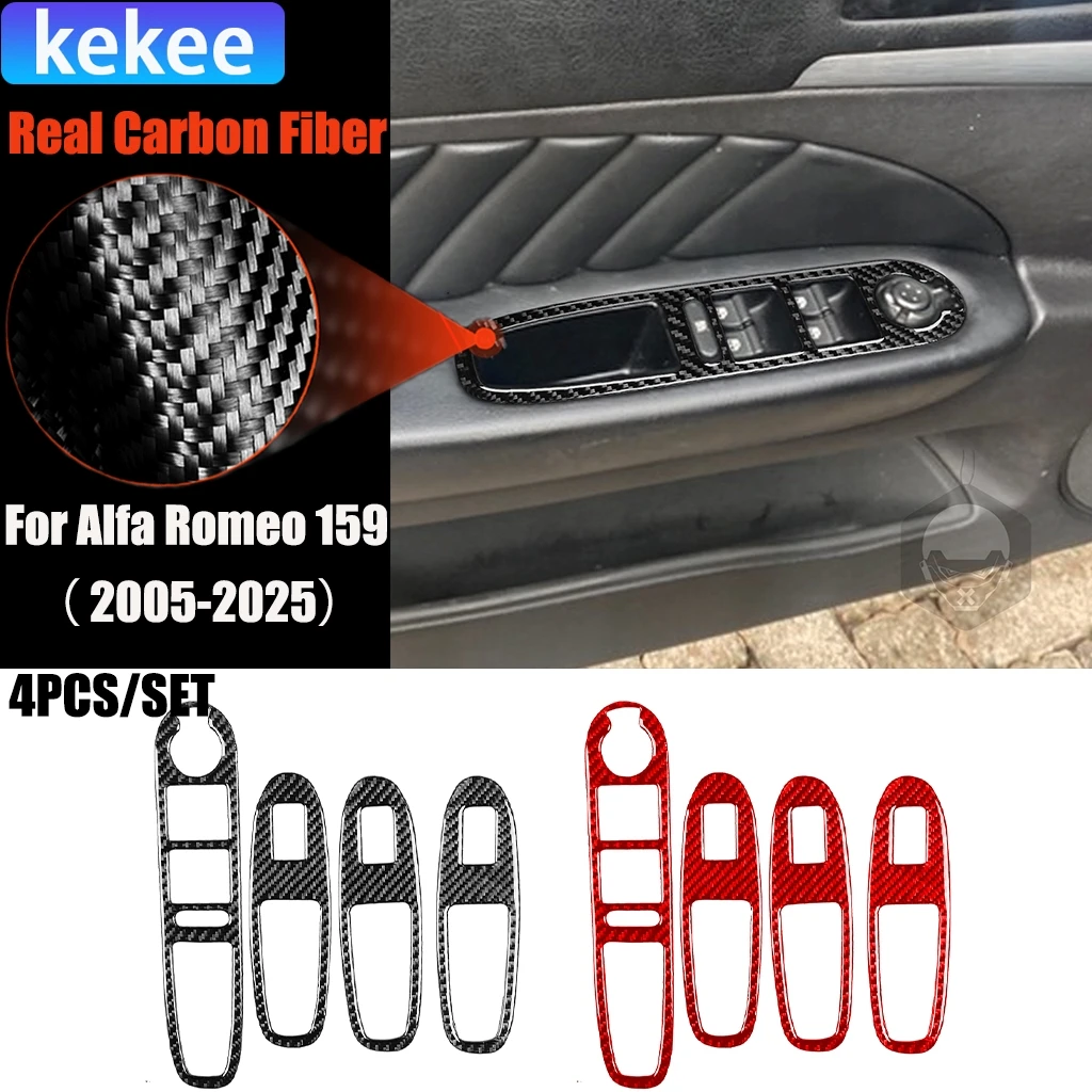 

Carbon Fiber Car Accessories Window Lift Door Lock Panel Modified Interior Trim Cover Soft Sticker For Alfa Romeo 159 2005-2025