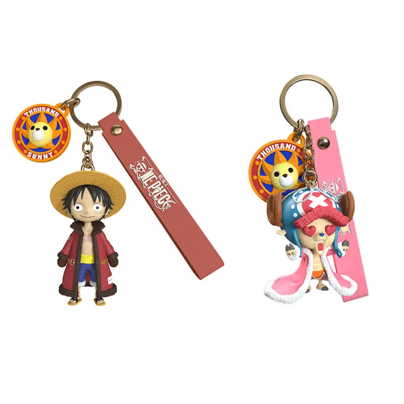 Genuine One Piece Anime Figure Luffy Chopper Keychain Pendant Cute Bag Ornament Dolls Kids Xmas Toy Gifts