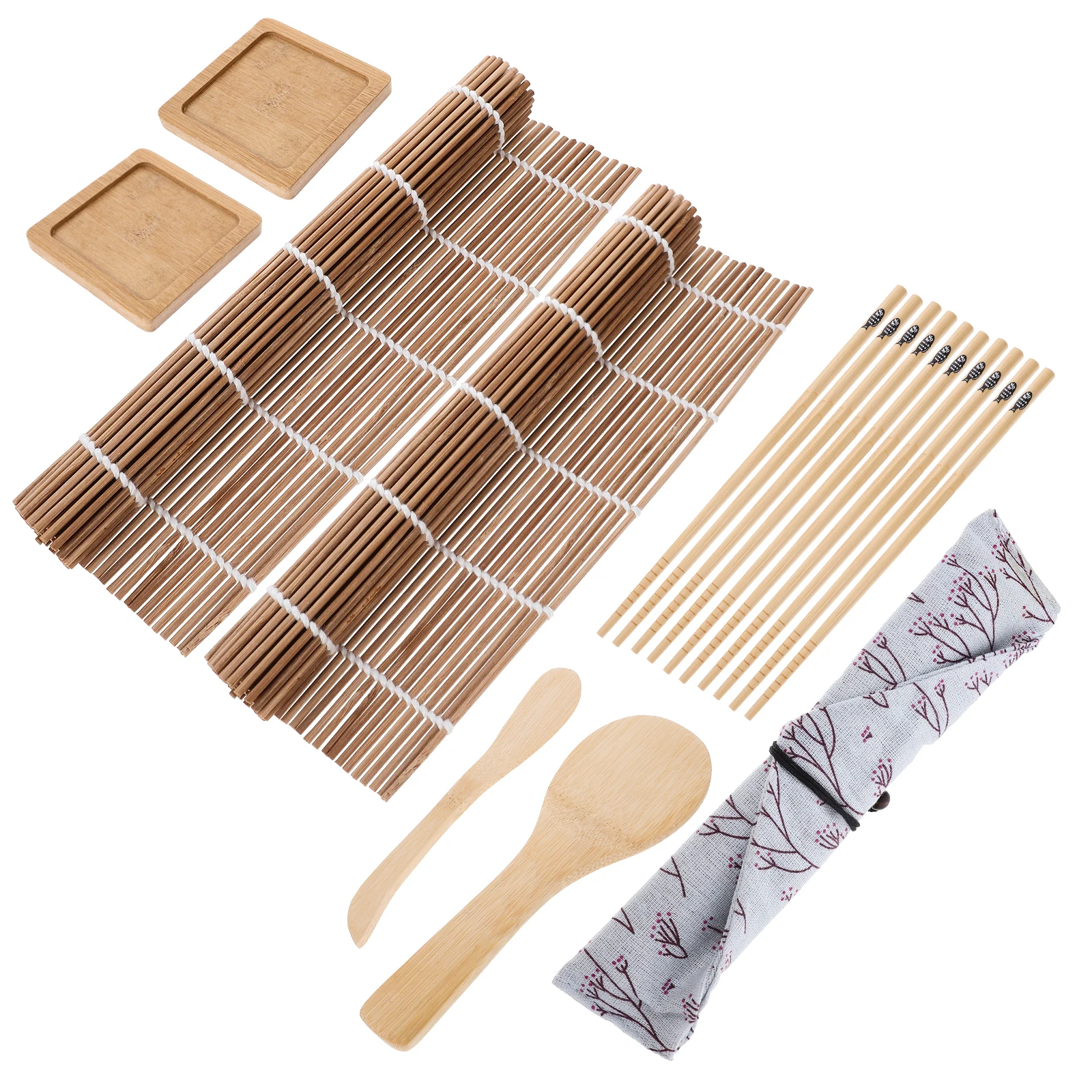 

1Set Sushi Kit Bamboo DIY Rolling Mat Spoon Spatula Chopsticks Convenient Sushi Making Supplies for Home DIY Kitchen Supplies