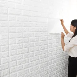 Self adhesive Waterproof TV Background Brick Wallpapers 3D Wall Sticker Living Room Wallpaper Mural Bedroom Decorative 35*15