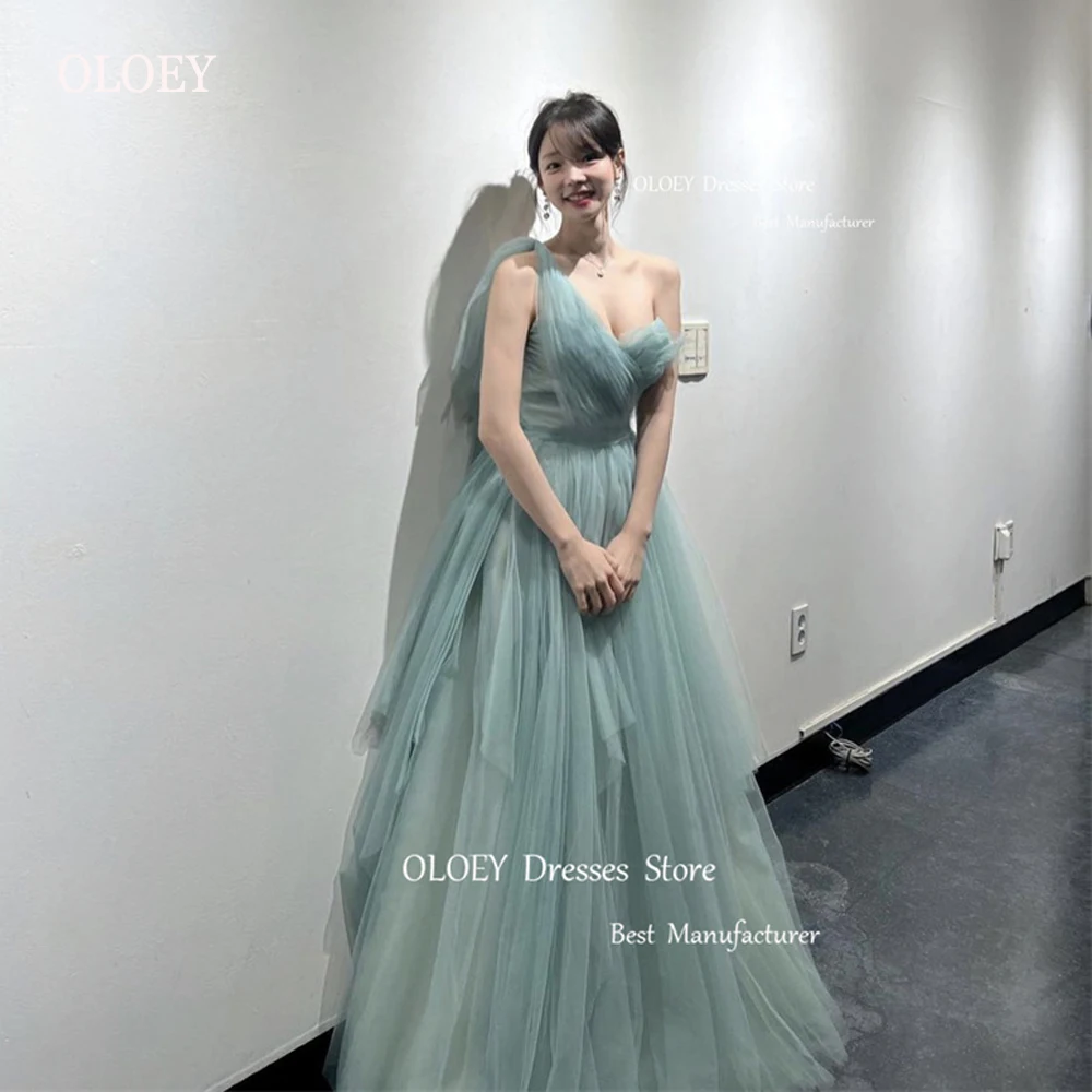 OLOEY Elegant Fairy Tulle Dusty Korea Evening Dresses Wedding Photoshoot Party Dress One Shoulder Long Prom Gowns Custom Made