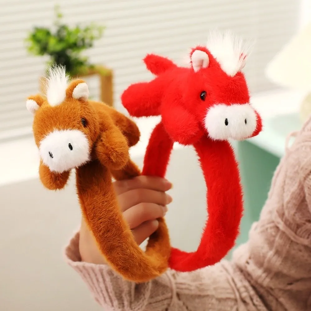 

Cute Cartoon Horse Hair Hoop Pony 2026 New Year Headband Solid Color Mascot New Year Headpiece New Year Dress Up