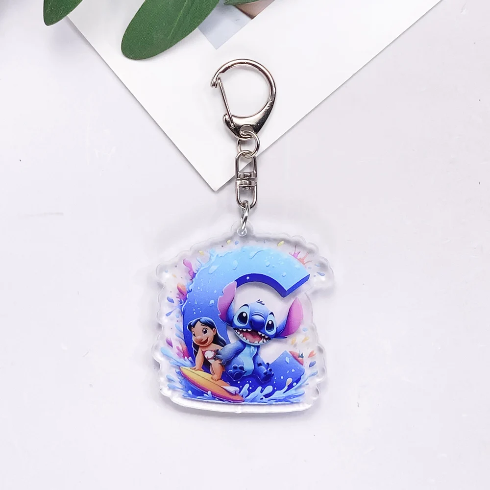 ديزني غرزة ليلو بيليكاي رسالة سيارة المفاتيح اكسسوارات الاكريليك حقيبة سحرية على ظهره قلادة الإبداعية حلقة رئيسية هدايا لمحبي