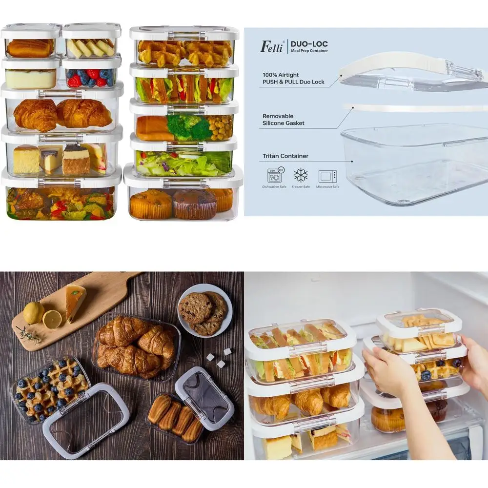 

Набор из 12 штук: герметичные контейнеры для еды, пригодные для хранения в холодильнике, для остатков продуктов и ланч-боксов для путешествий.