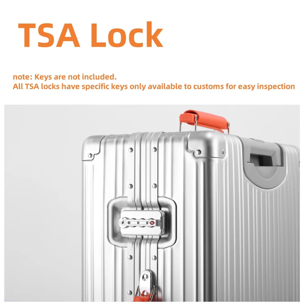 جديد جميع سبائك الألومنيوم والمغنيسيوم حقيبة مع عجلة دوارة TSA قفل مقبض جلدي 20/24/29 ''حقيبة سفر الأمتعة المتداول