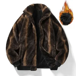 Retro Brown Thicken Warm Oversized Fleece Coat Men Loose Casual Mens Jacket New Highstreet Outerwear Male Cardigan Coat Winter