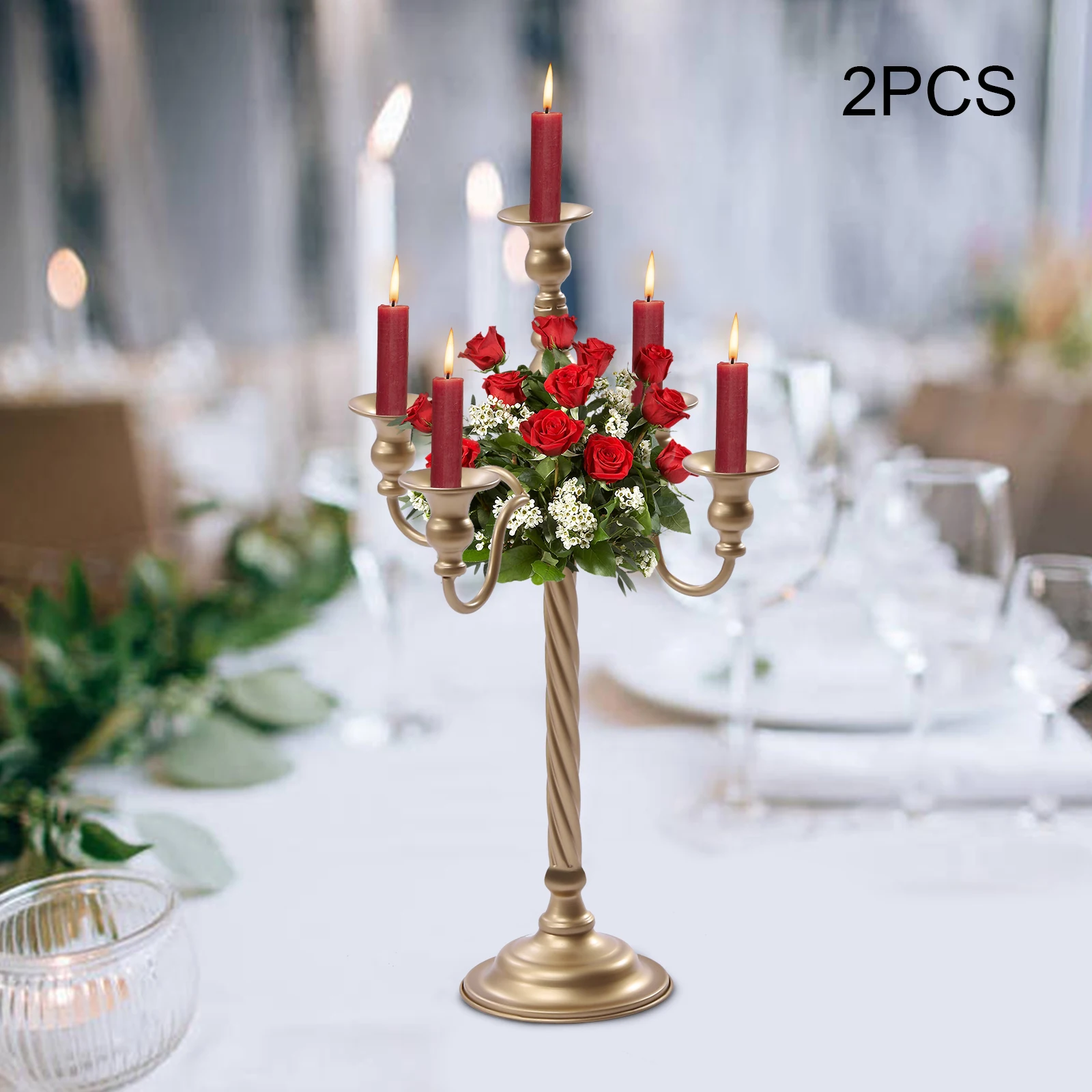 

2 PCs 20.9inch 5 Heads Floor Candelabra Tall Candlestick for Candle and Floral Metal Candle Holders for Wedding, Party, Kitchen