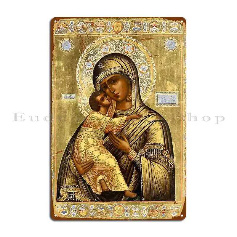 Mary And Jesus Icon Art Metal Sign Painting Wall Cave Club Living Room Designer Tin Sign Poster
