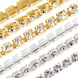 Rhinestones Cup Chain Ss6-Ss18 Flatback Base Glitter Crystal Strass Stones Chain DIY Sewing Accessories Rhinestones Chain Crafts