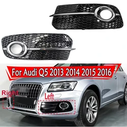 For Audi Q5 2013 2014 2015 2016 Black+Chrome Racing Grille Fog Lamp Grill Car Front Bumper FogLight Cover Honeycomb Mesh Cover