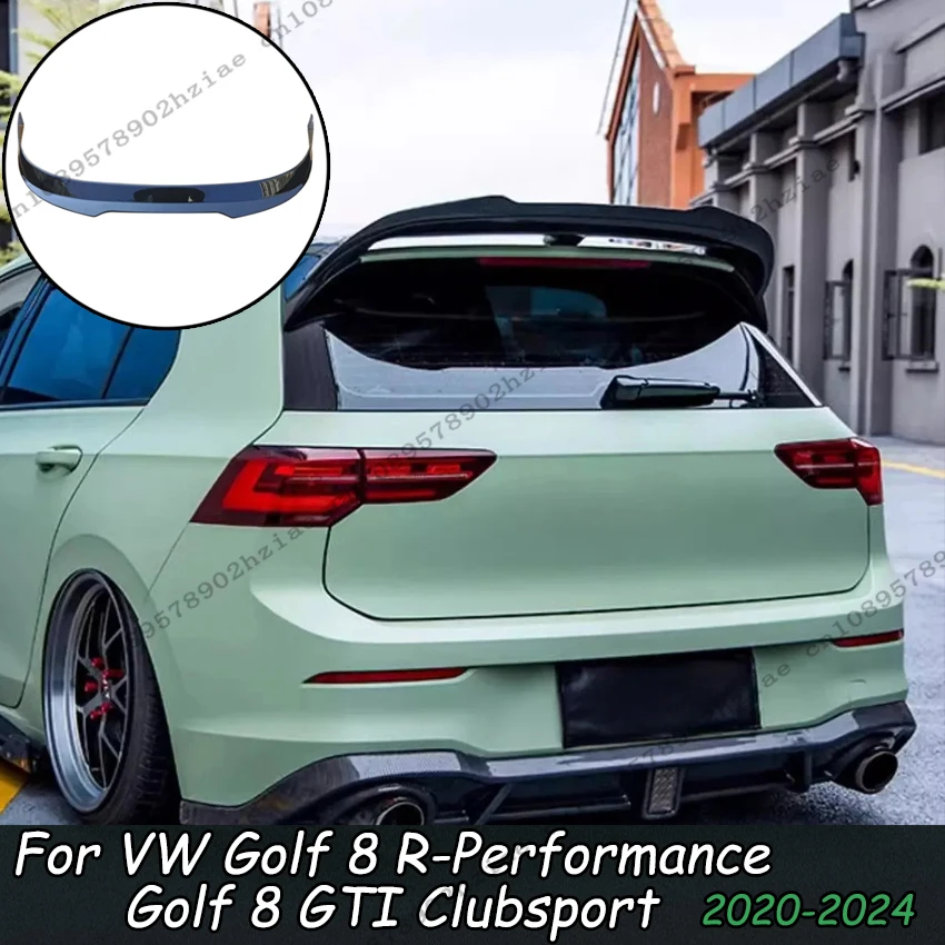 غطاء جناح سبويلر للتمديد العلوي لسيارة VW Golf MK8 MK8.5 GTI/R Clubsport 2020-2024 غطاء سبويلر للسقف الخلفي باللون الأسود اللامع