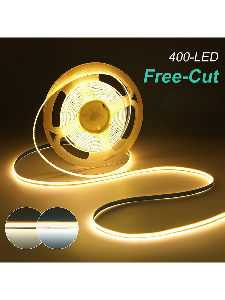 Bande lumineuse LED COB coupe libre PCB, 5mm 8mm, 12V 24V, 400 diodes/m, bande lumineuse Flexible 3000k 6000k 4000k 0.5m 2m 5m 10m 20m, éclairage linéaire