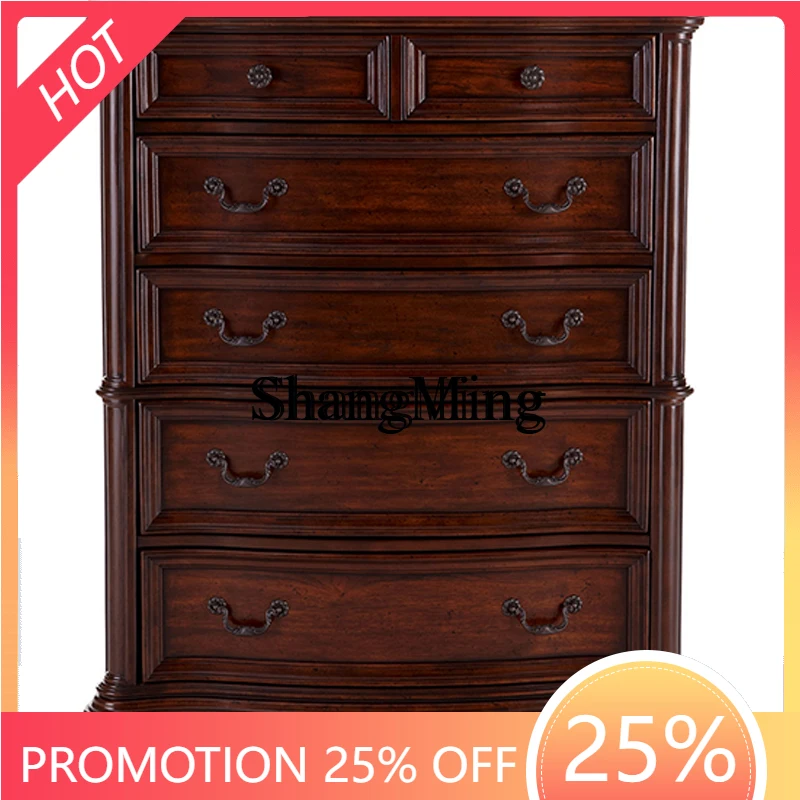 CL retro solid wood bedroom six-bucket closet black walnut storage locker villa