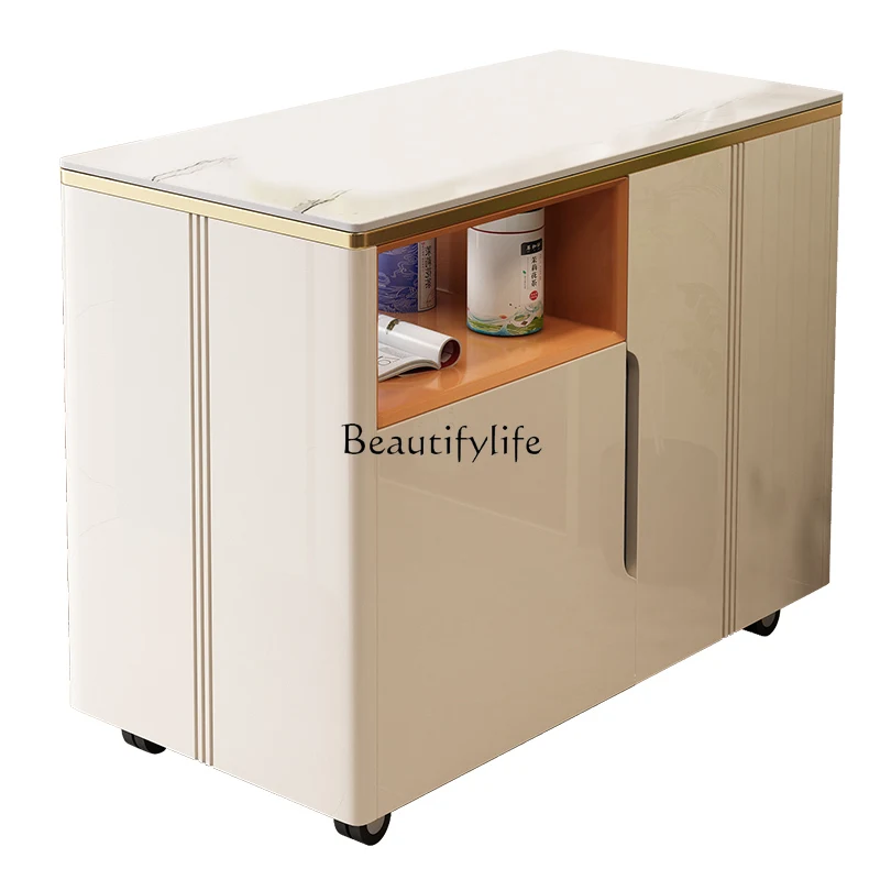 Household mobile living room small tea cabinet Boiling water brewing tea integrated set Storage balcony cabinet