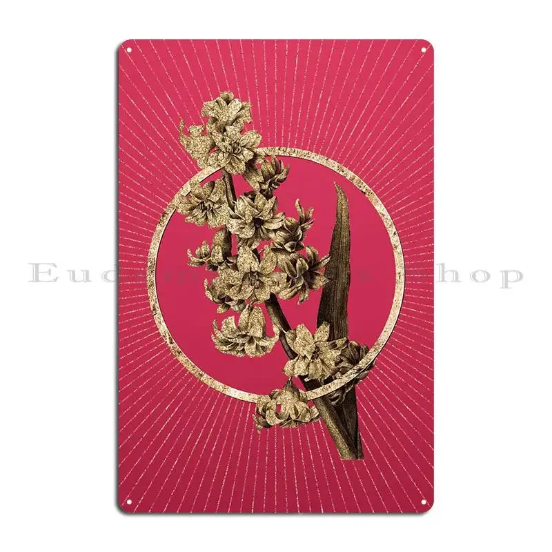 Gold Oriental Hyacinth Metal Sign Kitchen Wall Custom Customize Wall Design Tin Sign Poster