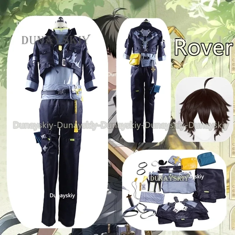 

lili 123Wuthering Waves Rover Cosplay Costume Wig Male Uniform Main Character Resonator Necklace Halloween Party Women Men Props