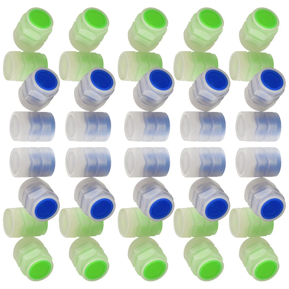 

40pcs Night Tire Valve Caps Green Plastic Valve Stem Caps Blue Plastic Inner Tube Covers Car Truck Replacement Decorative