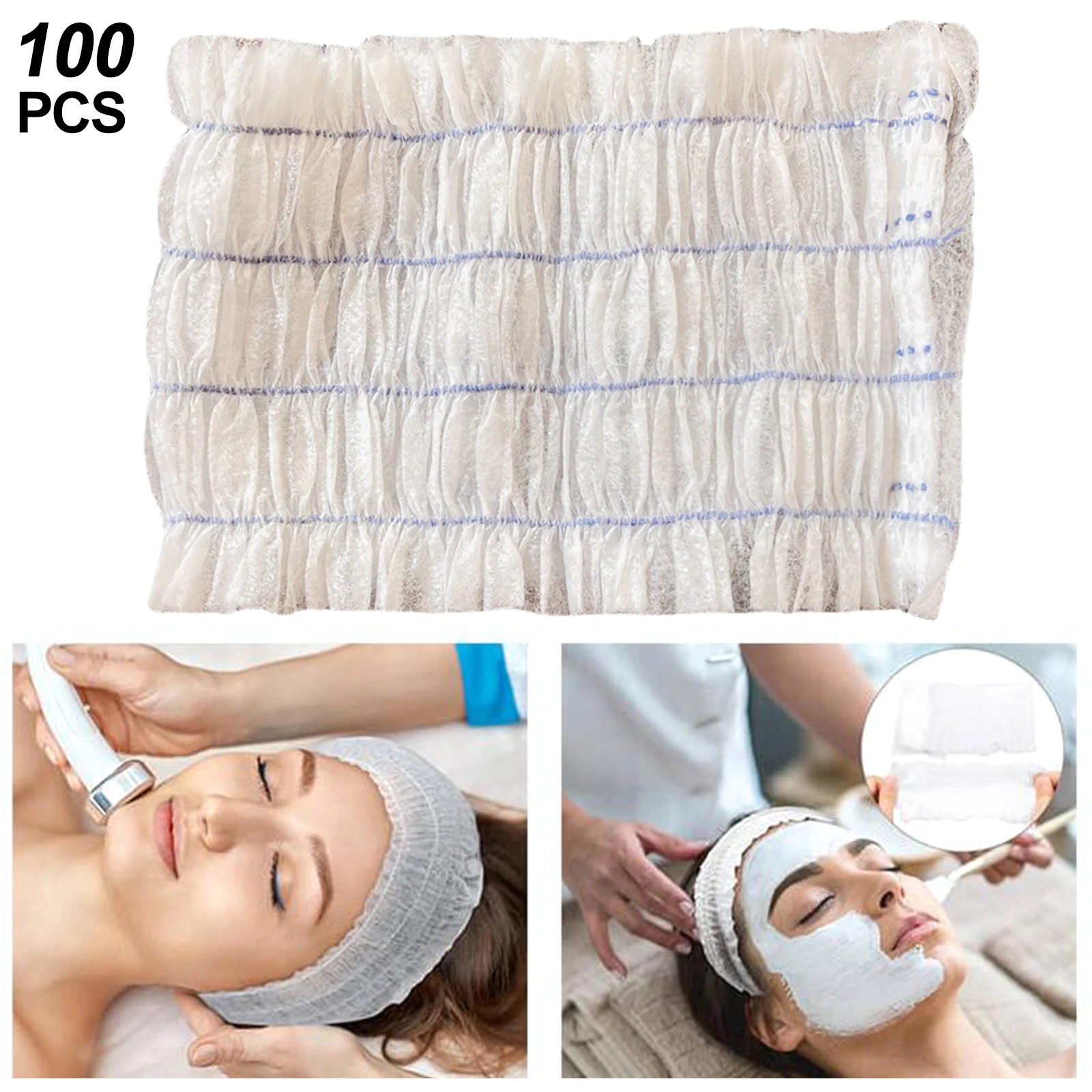 100 pçs descartável spa headbands respirável elástico não-tecido enxertia cílios spa cabeleireiro hairband para cuidados com a pele