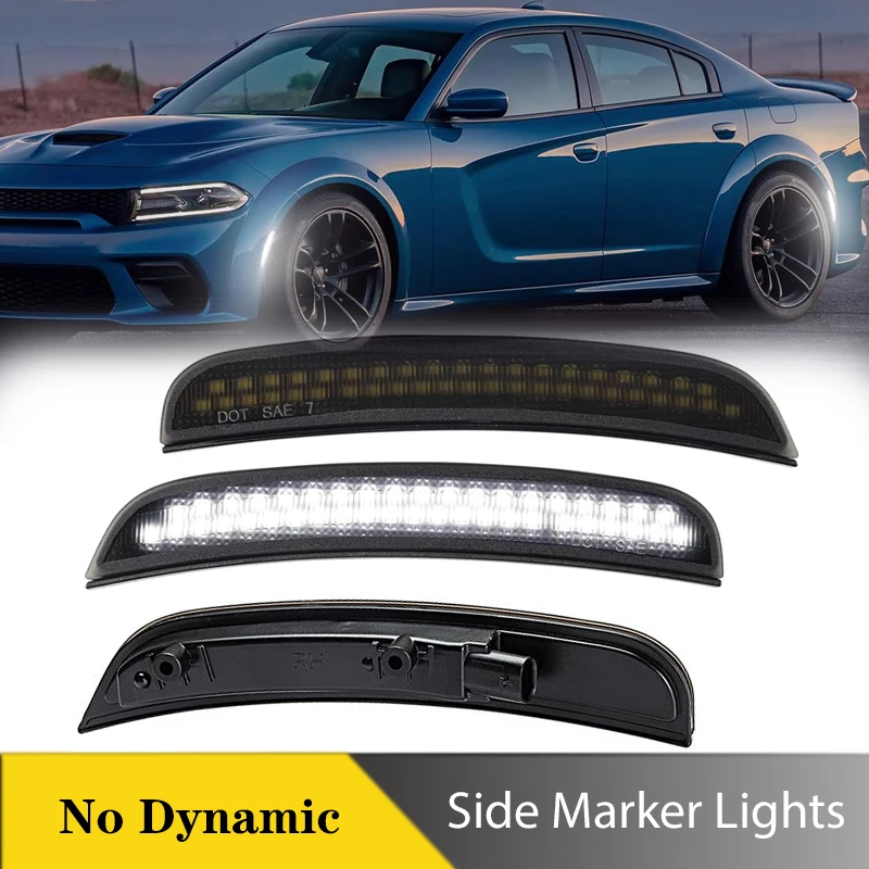 

4Pcs LED Front Rear Bumper Side Marker Lights For Dodge Charger 2015-2023 Turn Singal Driving Lamps White Car Accessories