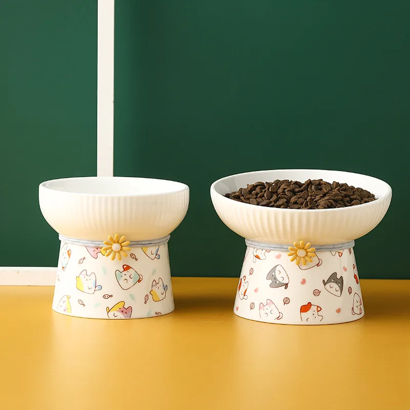 Ceramic Cat Bowl Feeder Food Plates Pet Tableware Cartoon Bowl Pet Supplies