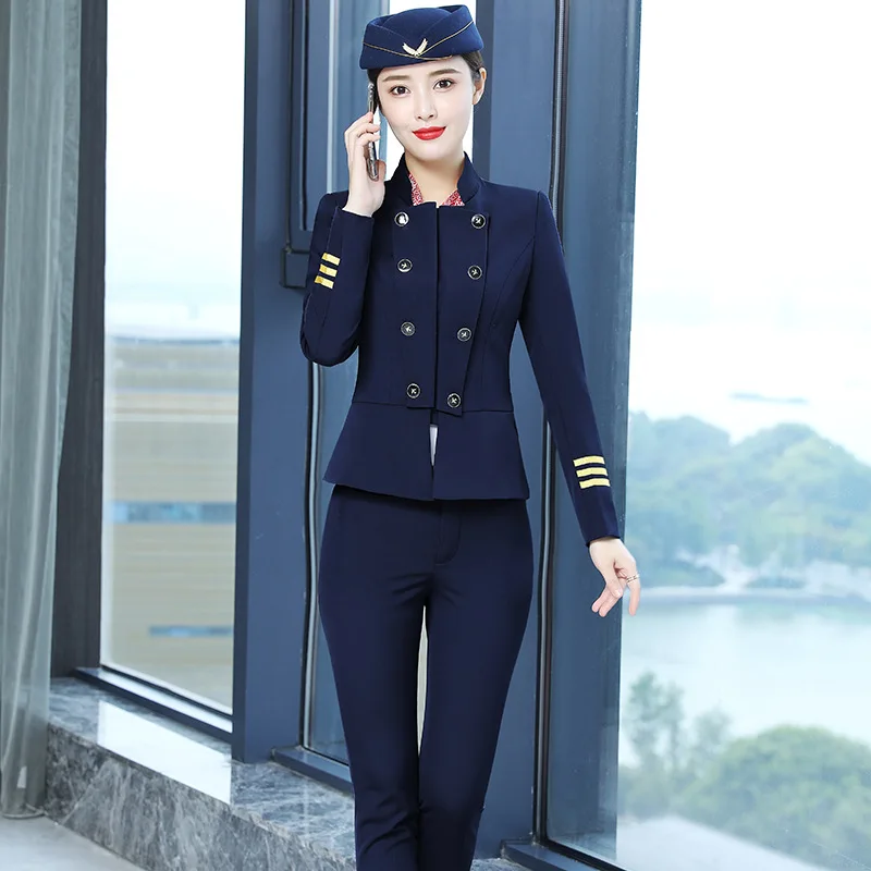 Fashion High-Grade Beauty Salon Hotel Front Desk Receptionist Clothes High-Speed Train Crew Stewardess Safety Work Suit