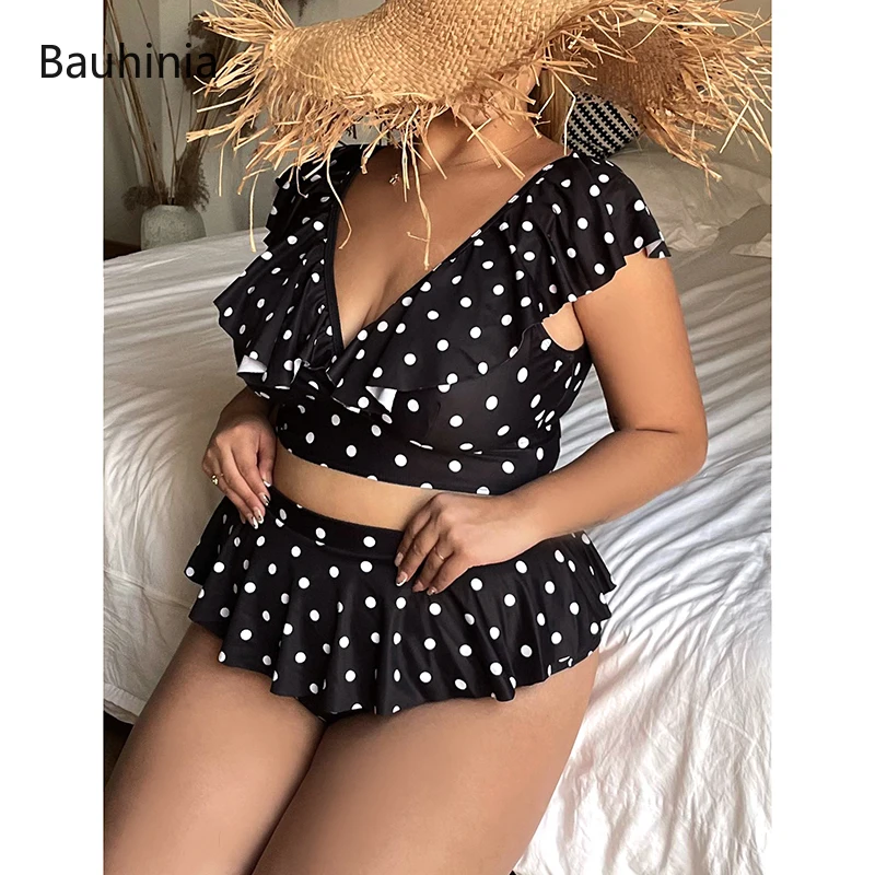 Bauhinia Brazilian Bikini Set Plus Size Female Ruffle Swimwear Sexy Push Up Swimsuit High Waist Bathing Suit Biquini