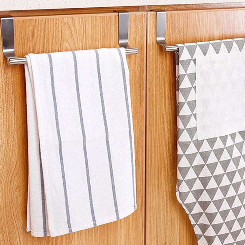 Towel Rack Over Door Towel Bar Hanging Holder Stainless Steel Bathroom Kitchen Cabinet Towel Rag Rack Shelf Hanger