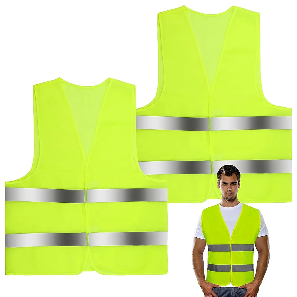 High Visibility Vest Car Reflective Jacket Breathable Safety Vest With Pockets ID Waistcoat For Safety Traffic Running Cycling