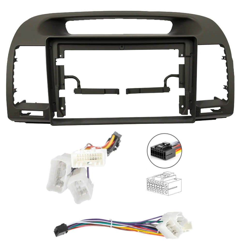BYNCG 9 Inch Car Radio Dashboard Fascia for Toyota Camry 5 2002-2006 Auto Stereo Panel Mounting Dual Din CD DVD Frame+Harness