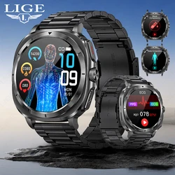 LIGE NFC Medical Diagnosis Blood Lipids Uric Acid HRV Monitor Smart Watch Men Wireless Calling Sports Health Smartwatch ECG+PPG