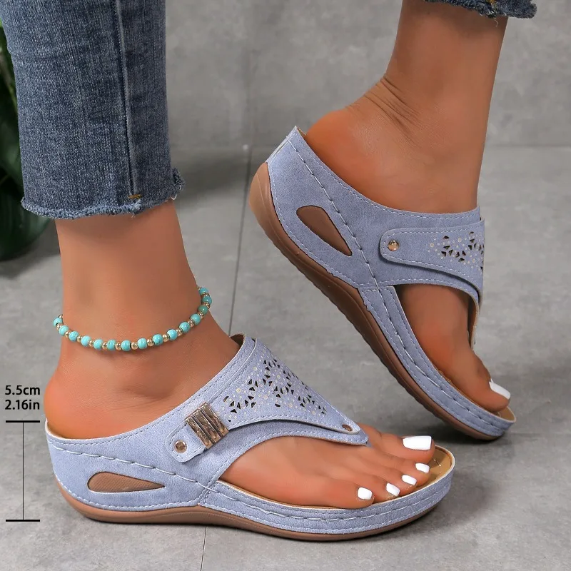 Zapatillas de cuña para mujer, nueva tendencia 20224, zapatos de playa de verano, chanclas cómodas antideslizantes de talla grande, zapatillas deslizantes para mujer